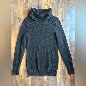 Banana Republic Black Ribbed Turtleneck Merino Cashmere Italian Yarn